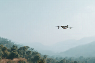 Fototapeta premium drones soaring gracefully over breathtaking natural landscapes essence of modern technology in harmony with nature