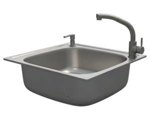 Modern stainless steel kitchen sink with faucet, perfect for home renovation, design projects, or commercial use