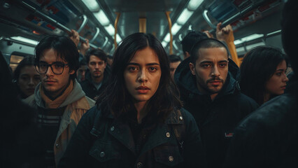 Rush hour at a metro station early in the morning.