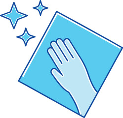 Obraz premium Cleanliness symbol hand wiping surface sparkling stars minimalist design icon