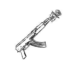 AK-47 with rose vector illustration