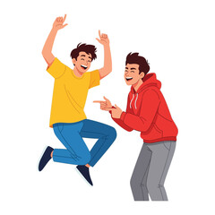 Joyful Friends: Capture the essence of friendship with these two young men. Celebrating a moment of shared laughter and connection with a playful illustration, representing joy.