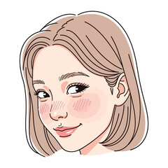 Elegant Illustration of a Woman: A portrait of a stylish woman with a captivating smile, radiating a modern charm, showcasing a vibrant and alluring demeanor.