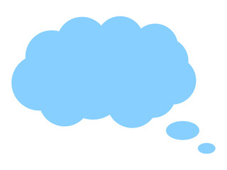 青い雲型ふきだし・考え中のアイコン｜Blue Cloud-Shaped Thought Bubble Icon