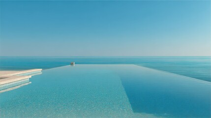Obraz premium Infinity pool overlooking calm ocean during clear blue sky