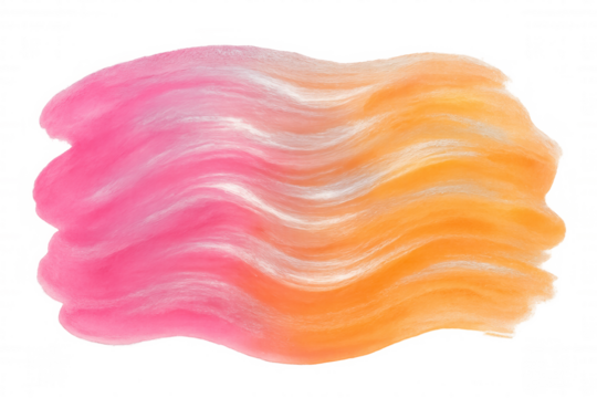 Vibrant pink and orange brush strokes blending into wavy gradient, transparent backdrop highlighting artistic colorful texture
