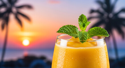 Mango Smoothie with Mint at Sunset Beach
