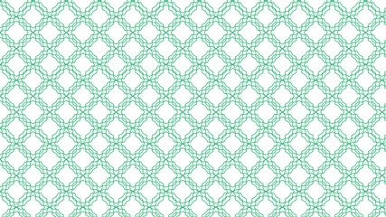 Modern Minimal Seamless Geometric Pattern on Green Background with White and Black Line Vector Texture, Abstract Oriental Tile Wallpaper and Luxury Decorative Design