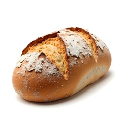 Rustic Artisan Sourdough Bread Loaf on White Background
