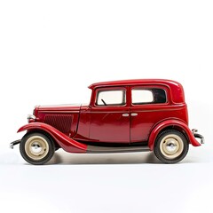 Side view of a classic red vintage car