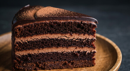 Slice of decadent chocolate layer cake
