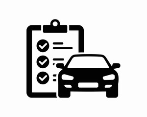 Car inspection checklist and vehicle silhouette isolated on white background