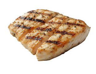 Grilled chicken breast with grill marks isolated on transparent background