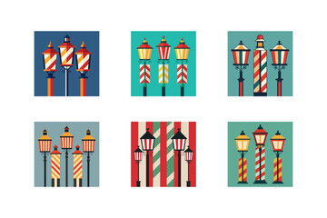 Fototapeta premium Vintage Street Lamps Collection lighting retro