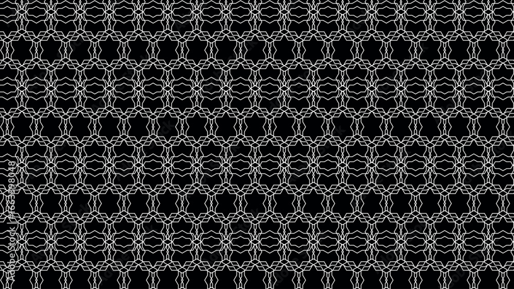 Aufkleber abstract seamless vector tile design with black background and white geometric line pattern, orienta