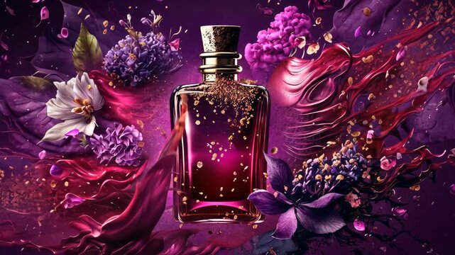 Perfume with floral aroma burst. Generative AI,