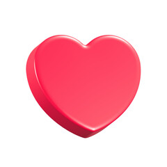 A 3D red heart, a shiny symbol of love, isolated on a white background for Valentine's Day