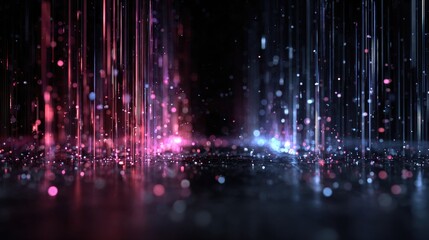 Abstract digital art with vibrant vertical lines and shimmering particles