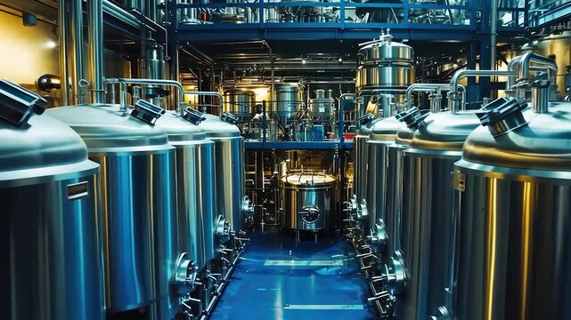 Industrial brewery tanks