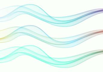 Abstract waves of blue, green and turquoise colors on a light background. Modern decorative design for posters, templates and digital projects.