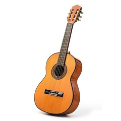 Obraz premium Classic acoustic guitar, light orange/tan color, isolated on white