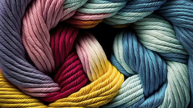 yarn for knitting multi-colored threads a lot. Generative AI,