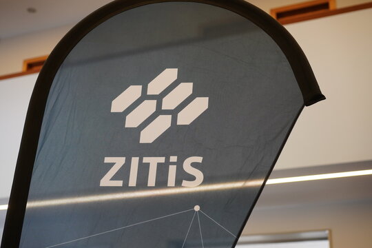 Banner der Zentralen Stelle f&uuml;r Informationstechnik im Sicherheitsbereich (ZITiS) im Bundesministerium des Inneren in Berlin am 23.08.2025