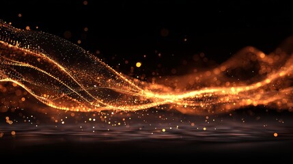 Futuristic particle waves with shimmering lines representing data flow and energy