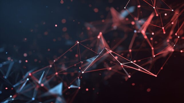 Futuristic AI structure formed by connected points and geometric lines