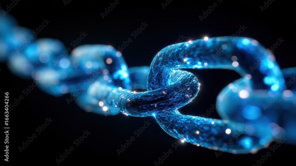 Poster beautiful glowing chain links illustrating strength and connection in dark background