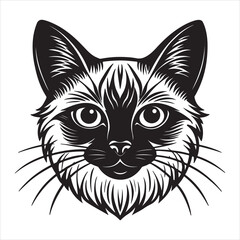 A Graceful Portrait of a Balinese Cat, an Elegant and Intelligent Breed with a Silky, Long Coat and Striking Blue Eyes