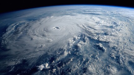 Powerful hurricane swirling over ocean captured from space during storm season