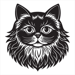 A Serene Portrait of a Himalayan Cat, a Gentle and Luxurious Breed with a Long, Silky Coat and Striking Blue Eyes