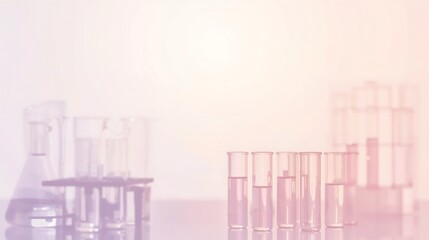 Minimal laboratory glassware on bright background