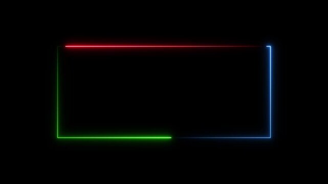 Animation of glowing neon rectangles abstract background. abstract glowing neon rectangle border frame. Square rectangle picture frame with two tone neon color motion graphic