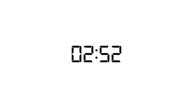 Countdown timer animation of 3 minutes on transparent background with alpha channels, 3 minutes countdown timer animation, countdown video.