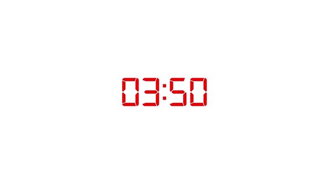 Countdown timer animation of 4 minutes on transparent background with alpha channels, 4 minutes countdown timer animation, countdown video.