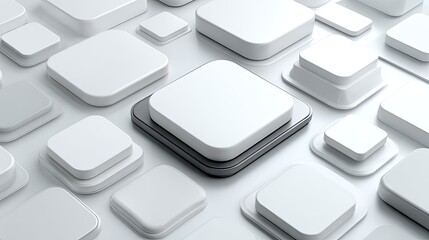 Abstract grid of white square buttons, one dark gray