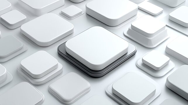 Abstract grid of white square buttons, one dark gray