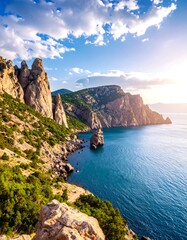 Dramatic coastal scenery at sunset