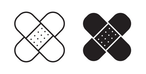 Band aid icon . Bandage silhouette symbol for your website design, logo, app, UI. Vector illustration with stroke and fill on a white background.