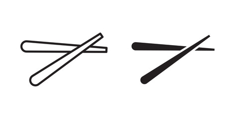 Chopsticks icon.  for food apps and websites. Vector illustration with stroke and fill on a white background.