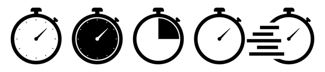 Stopwatch or Countdown timer icon set.
