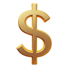 Obraz premium Golden dollar symbol glowing, isolated on a white background