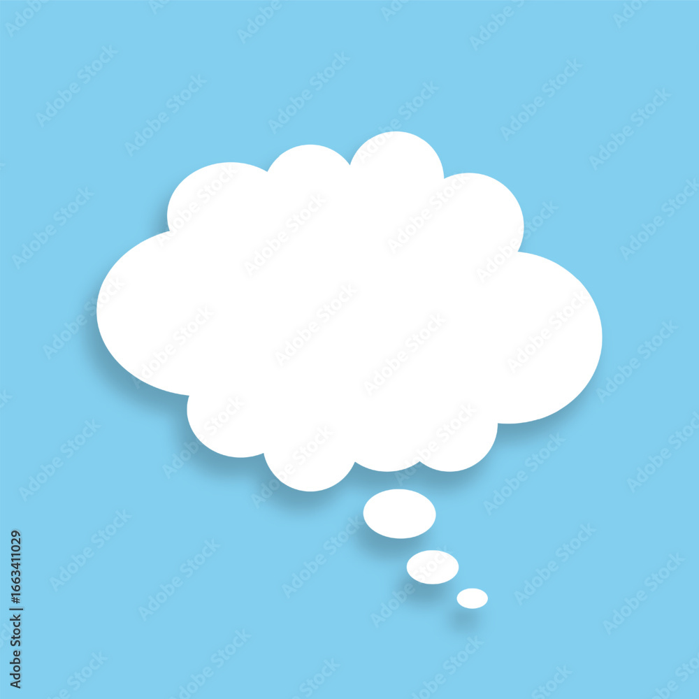 Poster a speech bubble with a shadow on a light blue background. a chat window for commenting on messages a