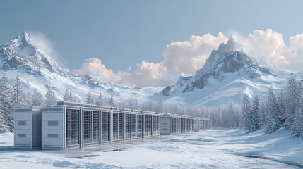  A network server room set in a snowy landscape (2)