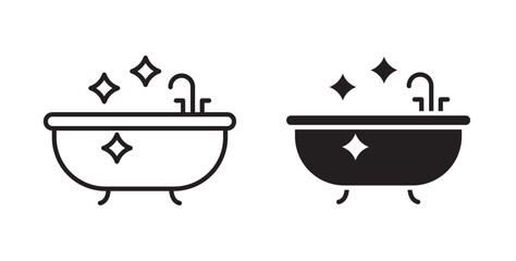 Bathtub cleaning icon . Vector illustration with stroke and fill on a white background.