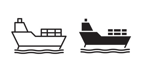 Logistic Ship icon . Vector illustration with stroke and fill on a white background.