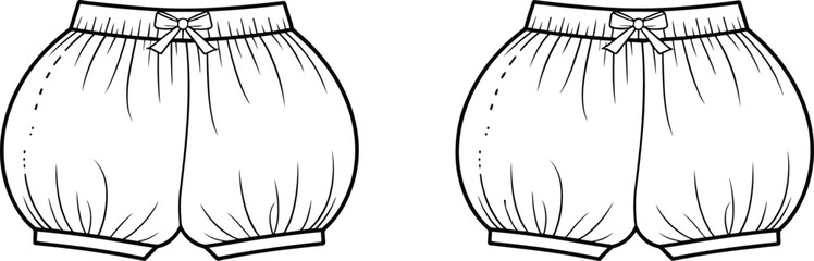 Elegant women summer ruffle dress fashion illustration, off shoulder clothing design sketch, stylish outfit vector, front and back view isolated