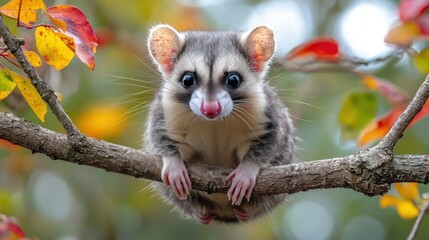 Cute coati on tree branch